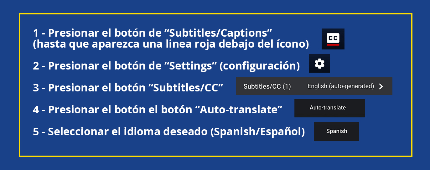 Instrucciones de como ver videos con subtítulos en español