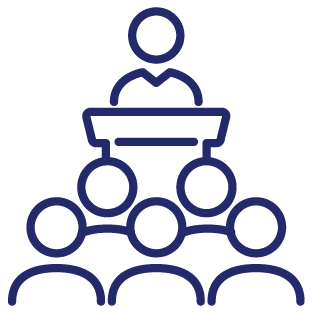 Icon of speaker in front of group