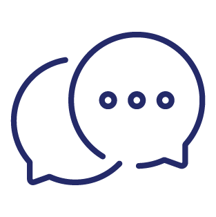 blue icon of speech bubbles