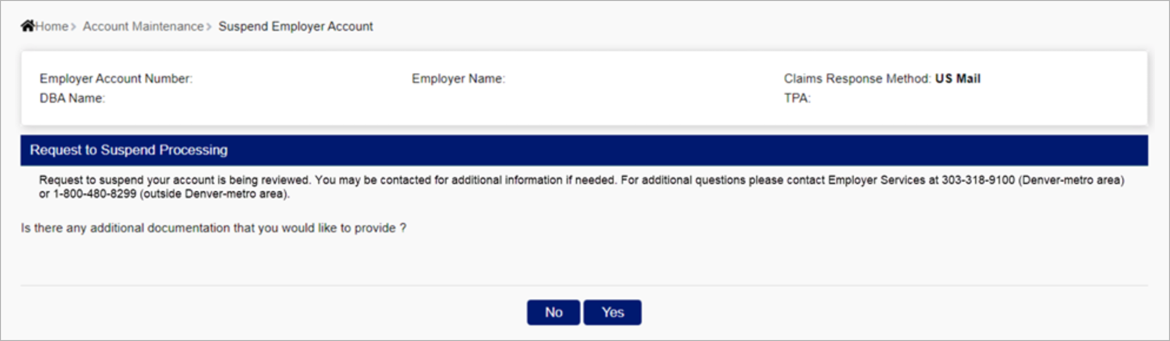 Account Suspension Department of Labor & Employment