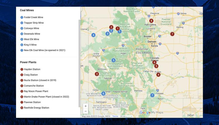 Colorado Coal Mines and Power Plant Map