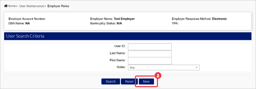 MyUI Employer+ user search criteria screenshot.